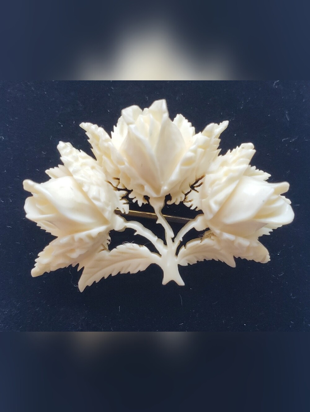 Carved Bone Floral Brooch